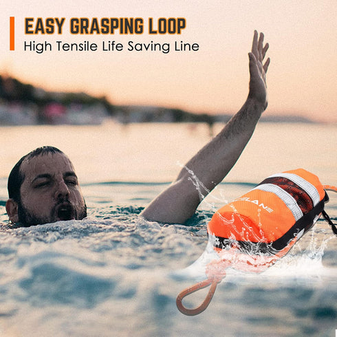 Throw Bag for Water Rescue with 70ft Reflective Rope, Floating Rescue Ropes for Boating