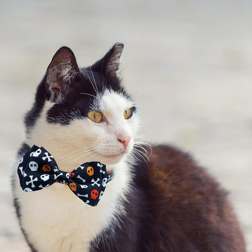 Halloween Cat Collar with Bell, 2 Pack Holiday Jack-O-Lantern and Candycorn Collar for Male Female Kittens