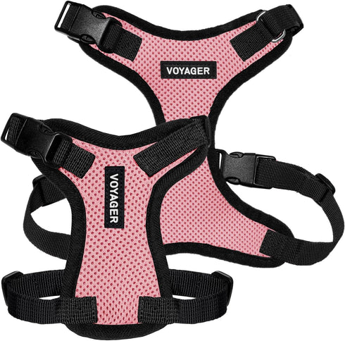 Voyager Step-in Lock Pet Harness - Pink/Black Trim, XS - All Weather Mesh, Adjustable Step in Harness for Cats and Dogs