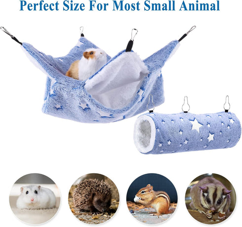 Hammock Hammock) Mogoko Noctilucent Luminous Guinea Pig Rat Bunkbed Hanging Tunnel and Soft Bed Mat for Ferret Hedgehog