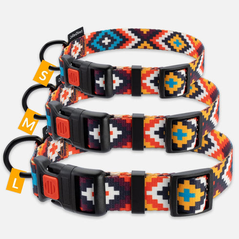 CollarDirect Aztec Dog Collar, Adjustable Nylon Tribal Pattern Pet Collar for Small Medium Large Dogs (Aztec Sunset)