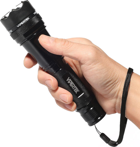 VIPERTEK VTS-195 Heavy Duty Aluminum Stun Gun for Self Defense, Rechargeable with LED Flashlight