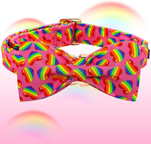 Elegant little tail Rainbow Dog Collar, Adjustable Pet Collar for Small Dogs, LGBT Pride Month Design