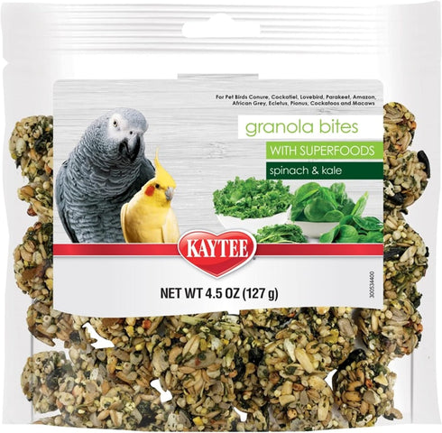 Kaytee Granola Bites with Super Foods Spinach and Kale for Pet Birds, 4.50 Ounce (Pack of 1)