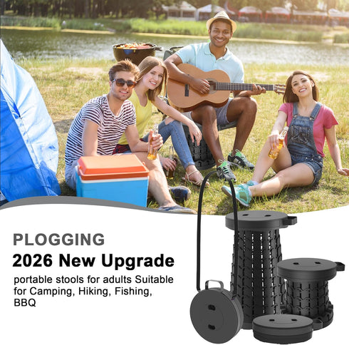 2026 18.1" 600lbs Upgraded Portable Folding Stool, Collapsible Stools, Max Weight, Lightweight But Sturdy, Telescoping