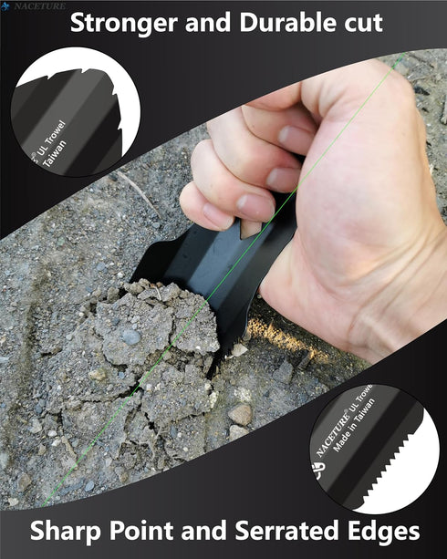 Ultralight Backpacking Trowel, Aluminum Shovel Small Potty Multitool for Hiking, Camping, Survival Bags (Black 1 Pack)