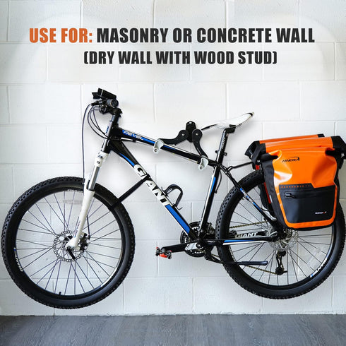 Ibera Bike Wall Mount - Secure Bike Storage up to 18kg with Adjustable Frame Holder & Soft Rubber Cradles