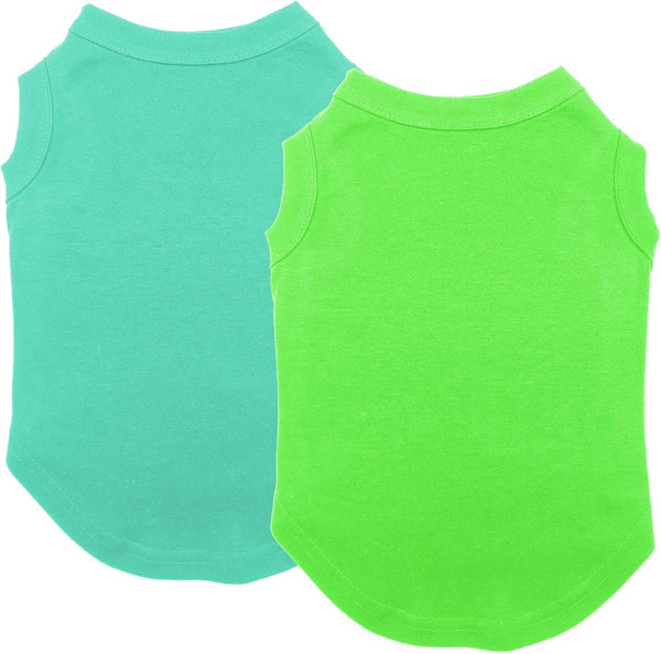 Chol&Vivi Plain Dog T-Shirt, 2pcs Blank Cotton Shirts for Extra Small to Extra Large Dogs, Sleeveless Tank Top, Light