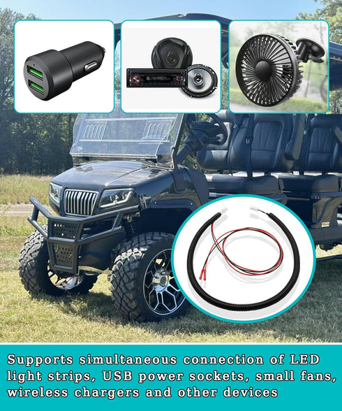 DYYYYD D5 12-Volt Add-On Power Harness Fits for Evolution Electric Golf Car Accessories, LED Lighting Kits