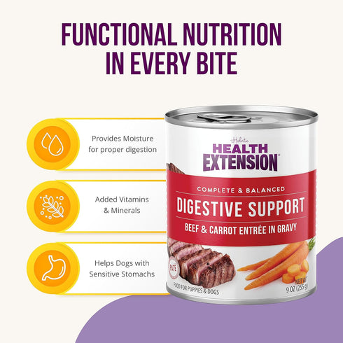 Gravy Dog Food by Health Extension, Beef & Carrot Entrée, 9 Ounce, 12 Cans, Digestive Support