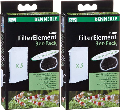 Shrimp King Dennerle 2 Pack of Nano FilterElements for Aquarium Filters, 3 Count Each