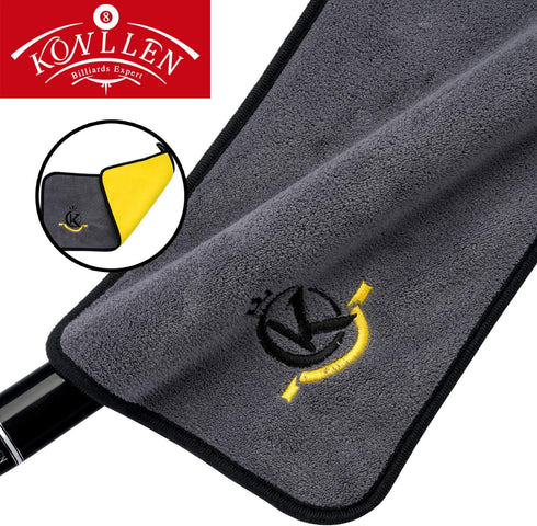KONLLEN Billiards Cue Towel, 100% Cotton Black 8-Ball Pool Cue Cleaning Set with Maintenance Accessories