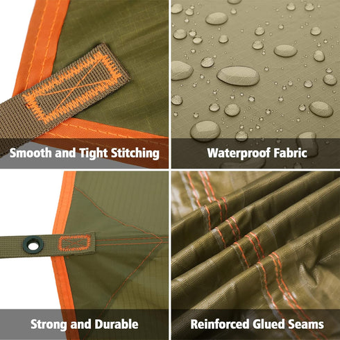 FREE SOLDIER Waterproof Portable Tarp for Outdoor Camping & Traveling (Brown)