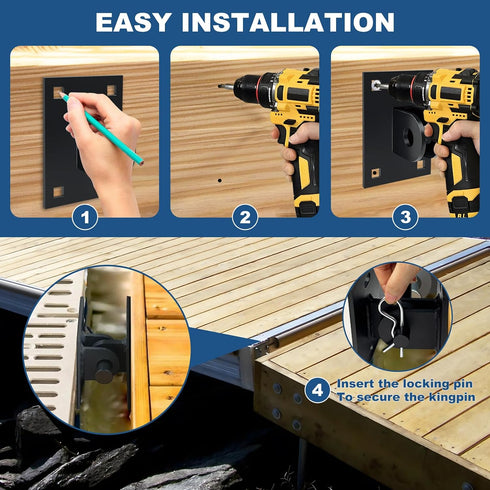 folosem Hardware,4 Pack Heavy Duty Dock Floating Dock Galvanized Link Kit T Connectors, Floating Dock Hinge,Metal