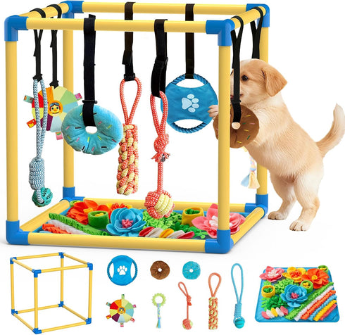 Puppy Play Gym with Snuffle Mat & 8 Hanging Toys Indoor Play