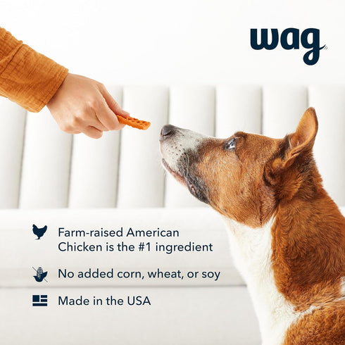 12 oz Pack 1 Amazon Brand - Wag Dog Treats, Chicken and Waffle Bites, Resealable