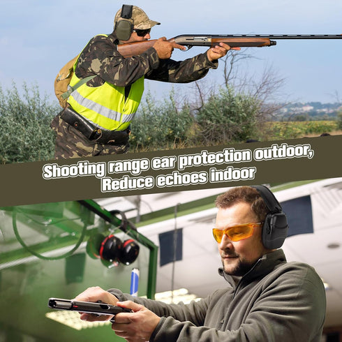 GUCHO 34 dB NRR Noise Reduction Safety Ear Muffs, Hearing Protection for Shooting Range, Hunting