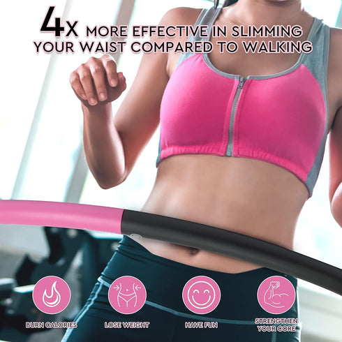 Weighted Fitness Hula Hoop for Adults - Detachable and Portable with Jump Rope, Resistance Band, and Carry Bag