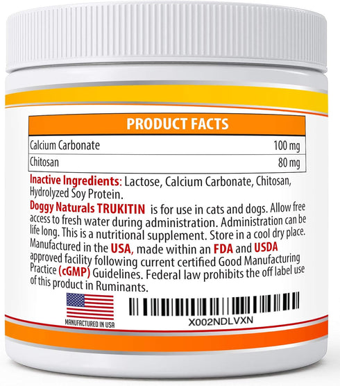 Trukitin Chitosin Based Phosphate Binder for Cats & Dogs, Natural Renal Support Supplement, Made in U.S.A