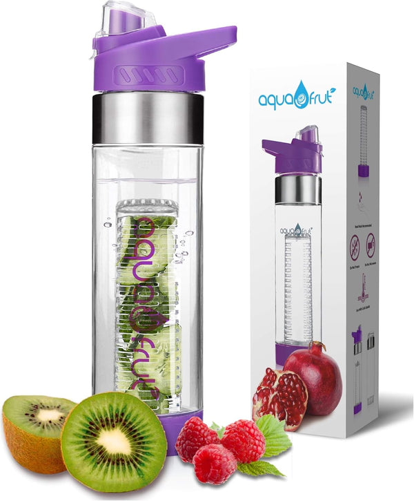 NEW AquaFrut Bottom Loading Fruit Infuser Water Bottle - BPA Free Tritan Plastic, Leak Proof, 24 OZ, Infusion Recipe