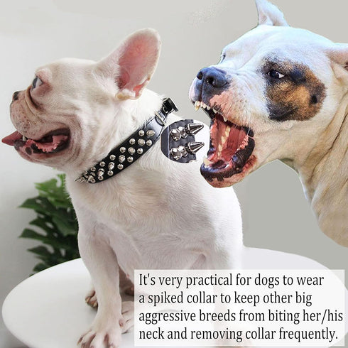 TEEMERRYCA Adjustable Microfiber Leather Spiked Studded Dog Collar with Squeak Ball Gift for Small Medium Large Pets,
