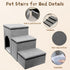 Fhiny 3-Step Dog Stairs with Storage, Non-Slip Foldable Pet Steps for Small Dogs, Grey, Holds up to 160 lbs