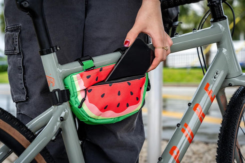 Snack! Watermelon Bike Bag Pink Bicycle Frame & Handlebar Bag with Adjustable Straps Compact Storage for E-bikes