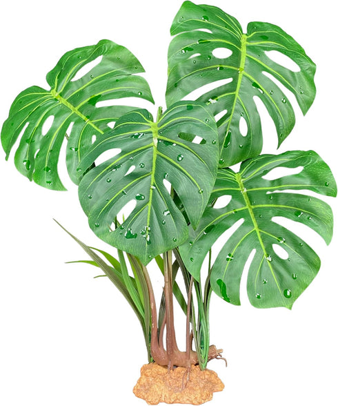 Komodo Reptile Terrarium Monstera Leaf Plant with Weighted Base | Extra Large