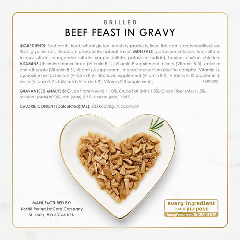 Pack (Pack 30) 3 oz. Purina Fancy Feast Grilled Wet Cat Food Poultry and Beef Collection Wet Cat Food Variety - of Cans