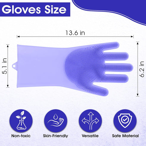 Pet Grooming Gloves - Dog Washing Gloves with High-Density Teeth, Silicone Bathing Gloves for Bathing and Massaging