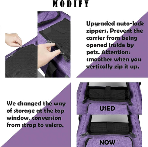Ventilated Softside Pet Carrier for Yorkie Dog Travel, Tiny Dog Crate for Teacup Poodle, Purple