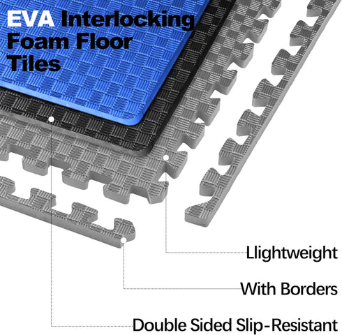 MMA, Elevon Puzzle Exercise Gym Flooring Mat, EVA Interlocking Foam Tiles Workout Mat for Home Gym, Fitness Equipment