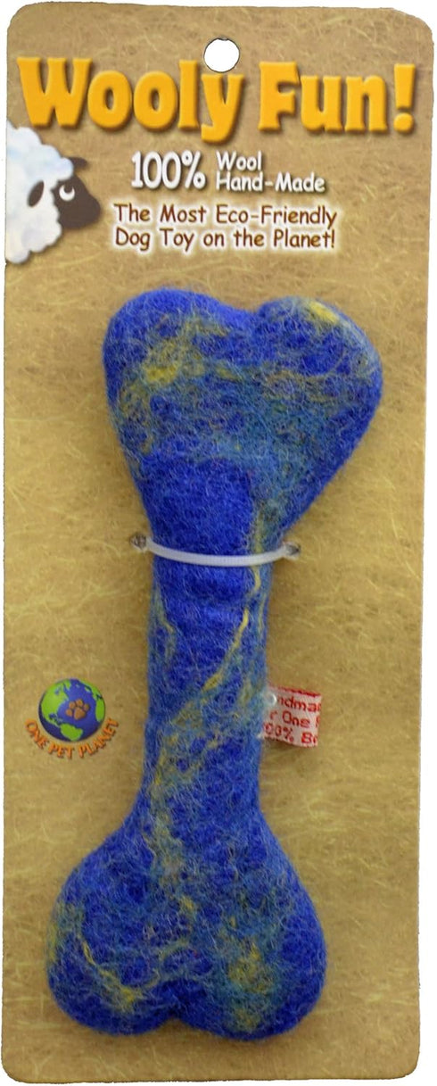 One Pet Planet Wool Dog Toy, 6.5-Inch, Blue