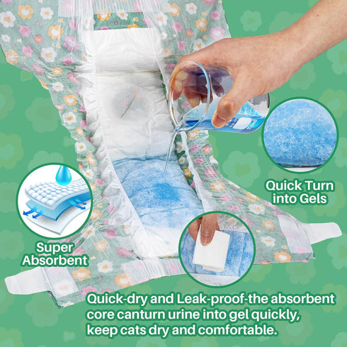 (24Pcs, Pet Soft Disposable Cat Diapers - Diaper for Female & Male Cats, Puppy Doggie Diapers for Female Dogs