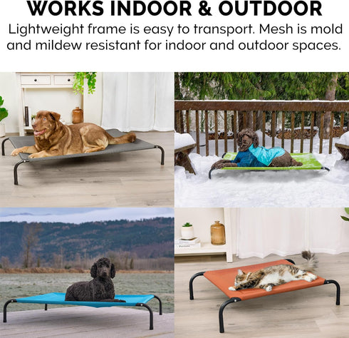 Furhaven Elevated Pet Cots, Cooling Nylon Mesh Hammock for Small Dogs & Cats, Graphite Gray