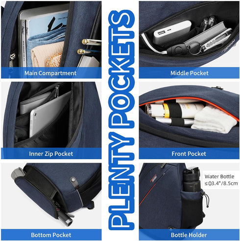 TUDEQU Sling Bag for Men, 8 Pocket 19L Crossbody Sling Backpack