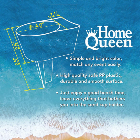 Home Queen Beach Cup Holder with Pocket, Multi-Functional Sand Cup Holder for Beverage, Phone, Sunglasses, Keys