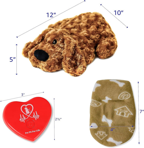 Pet Fit For Life Heartbeat Dog Toy - Calming Anxiety Puppy Sleep Aid with USB Rechargeable Heart Beat Simulator