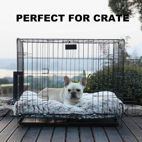 Bedfolks Brown Waterproof Dog Crate Bed, Plush with Removable Washable Cover, Fluffy Pad for Large Dogs 35"x23"