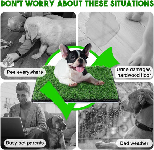 2025", Dog Grass Mat with Pee Pad Small Dog Litter Box Indoor Artificial Turf Grass Porch Waterproof Patio Potty Tray