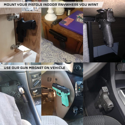 GMW Gun Magnet 2-Pack, 30 lbs Rating Magnetic Gun Mount for Car, Truck, Desks, Safes, Indoor Gun Racks