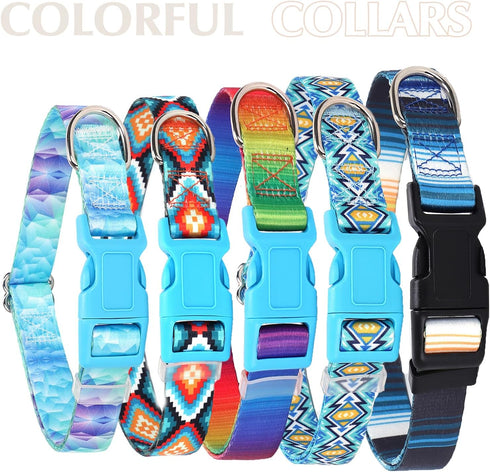 Adjustable Dog Collars for Large Dogs, Cute Blue Stripes Design for Boys, Soft Pet Collar for XS Small Medium Large