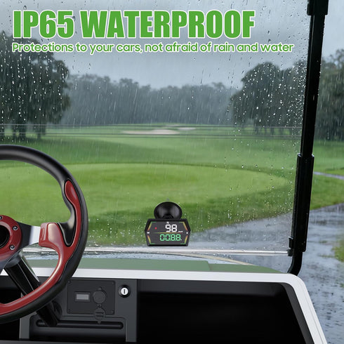 10L0L Golf Cart GPS Speedometer, HUD Digital Display with MPH/KMH, Compass Overspeed Alarm Fatigued Driving Alert, Auto