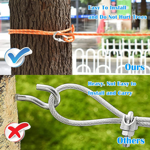 Dog Tie Out Cable for Camping, 50ft Reflective Overhead Trolley System for Dogs up to 300lbs, Portable Dog Runner