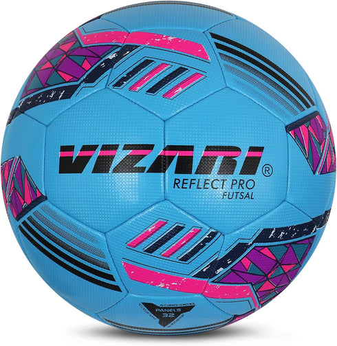 Vizari Reflect Pro Premium Indoor Soccer Ball - Size 4 Futsal Ball, Hand-Stitched, Shiny TPU Cover