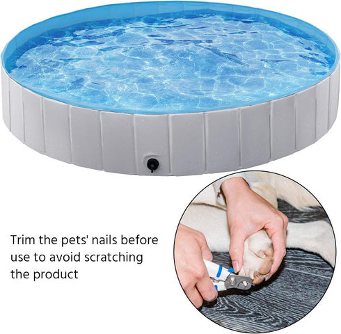 Yaheetech Foldable Dog Bath Pool, Collapsible PVC Outdoor Bathing Tub for Large and Small Dogs (Gray)