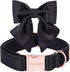Unique Style Paws Silk Black Dog Collar with Bow, Adjustable and Durable for Medium Dogs