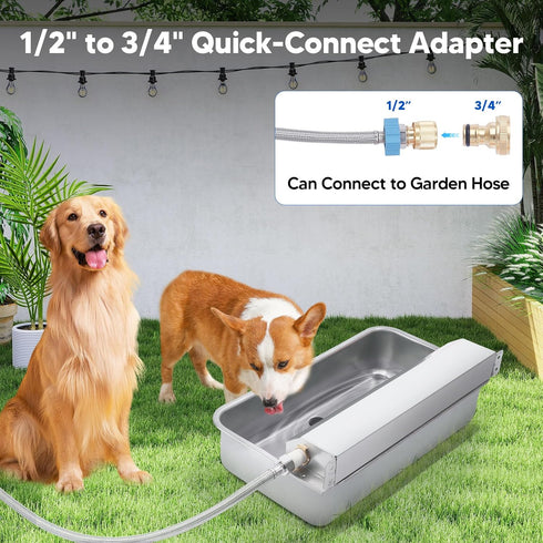 Homsky 6L Automatic Water Dispenser for Dog, Dog Water Bowl Dispenser, Large Stainless Steel Indoor/Outdoor Water
