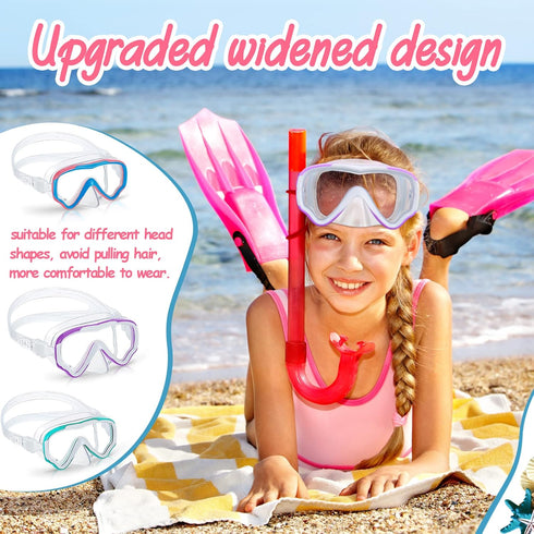 Yexiya 3 Pack Kids Swim Goggles, Silicone Anti Fog Diving Mask with Nose Cover for 6-14 Boys Girls Youth