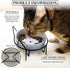 Pavilion Meow Kitty Cat Ceramic Dish Bowl, 13 oz Food Water Meal Time Stoneware with Metal Iron Stand, Pet Accessories